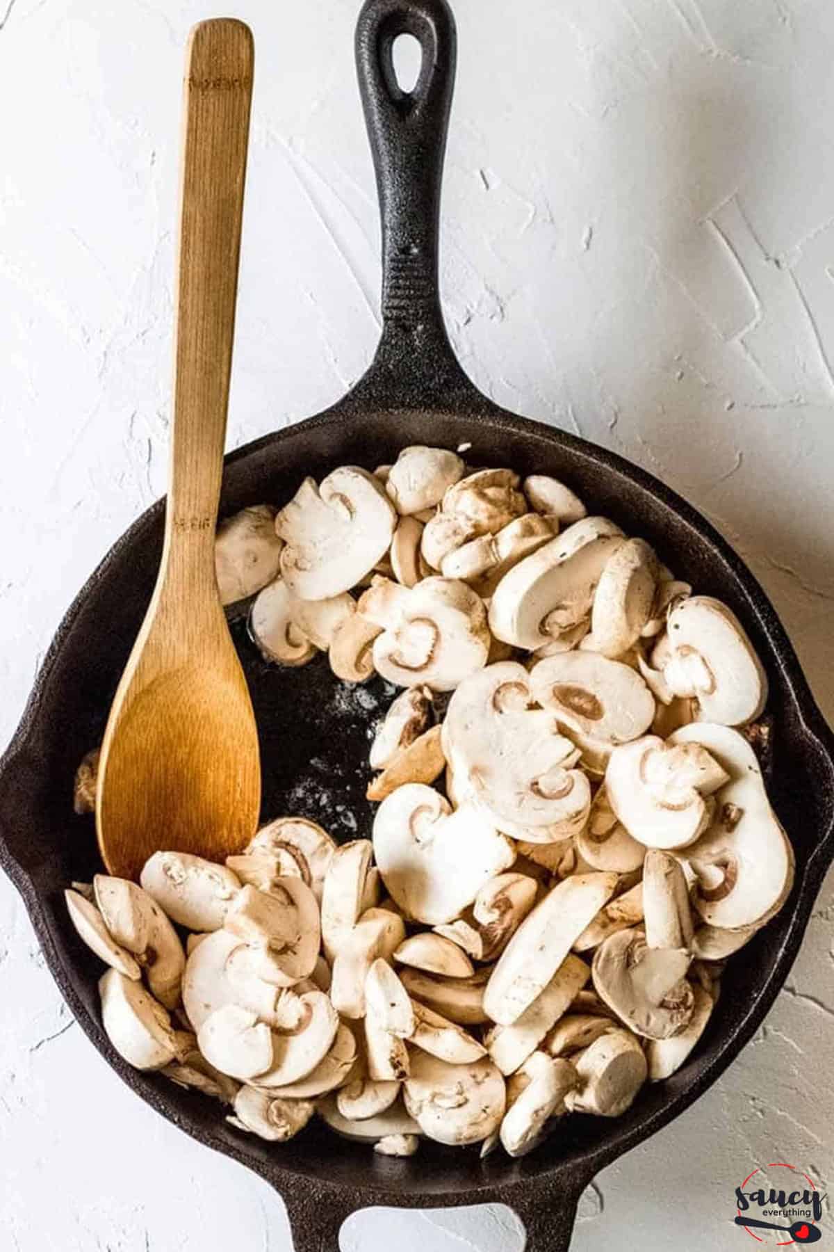Mushrooms in a cast iron pan