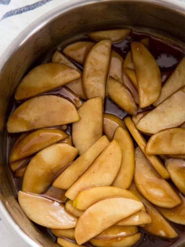 glazed apples in a saucepan