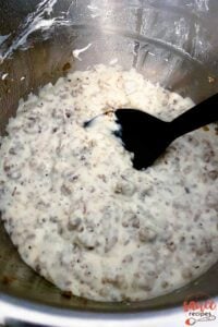 Biscuit gravy in the pot after cooking