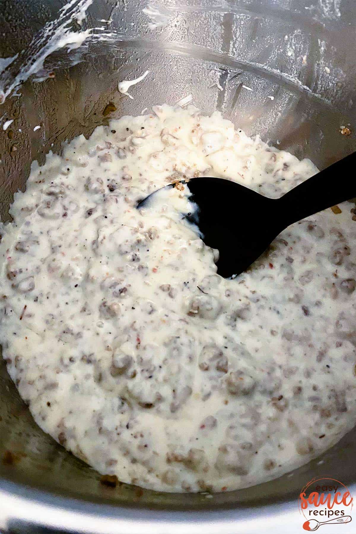 Biscuit gravy in an Instant pot after cooking