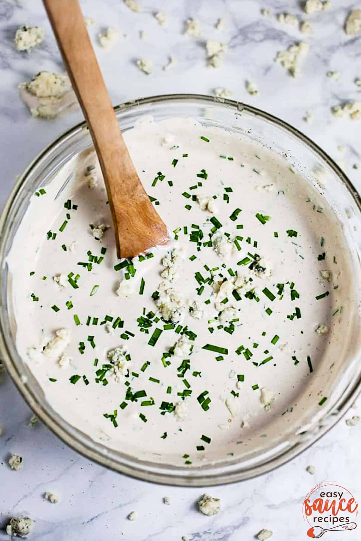 completed blue cheese dressing after stirring
