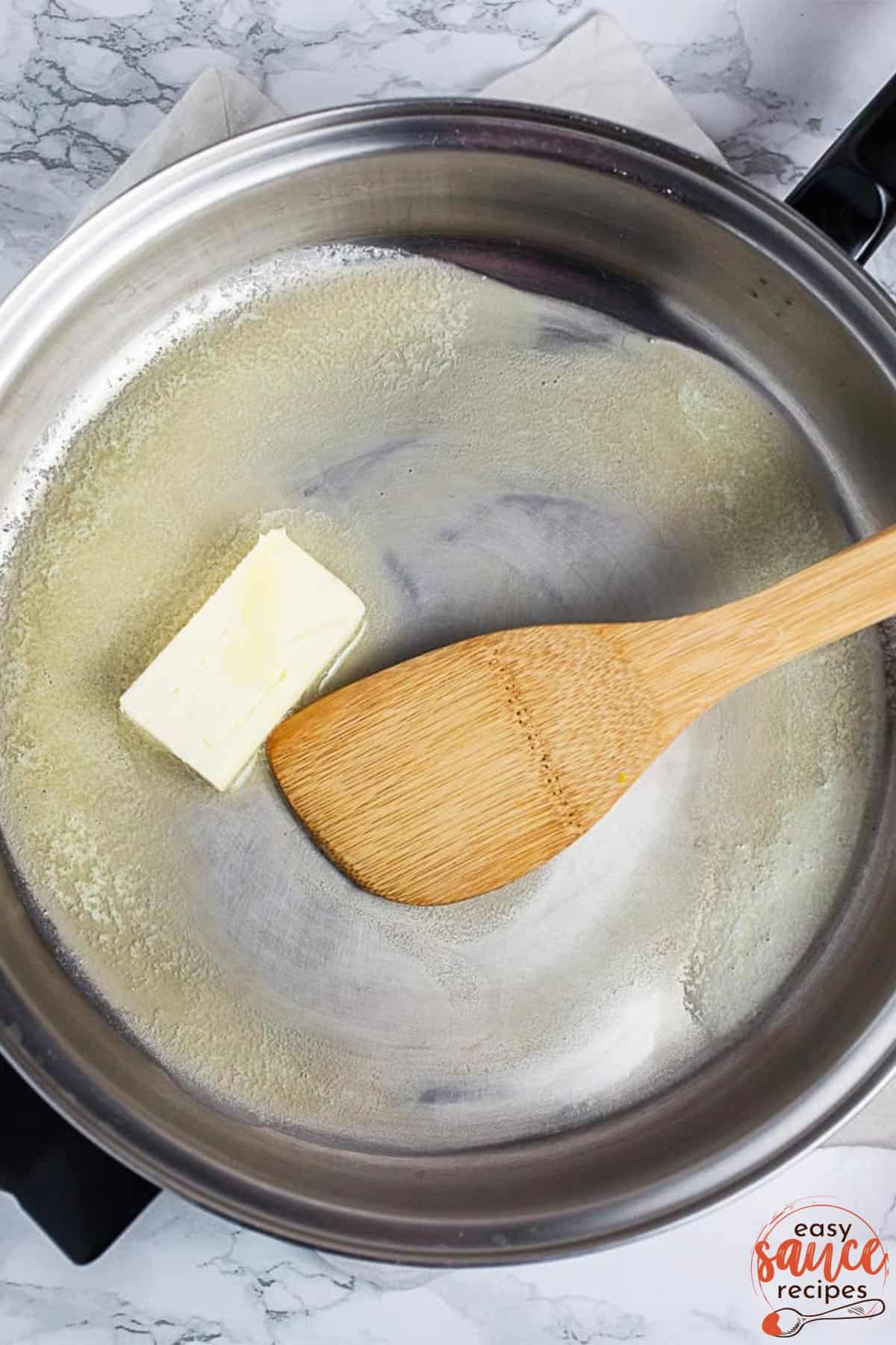 butter melted in a skillet
