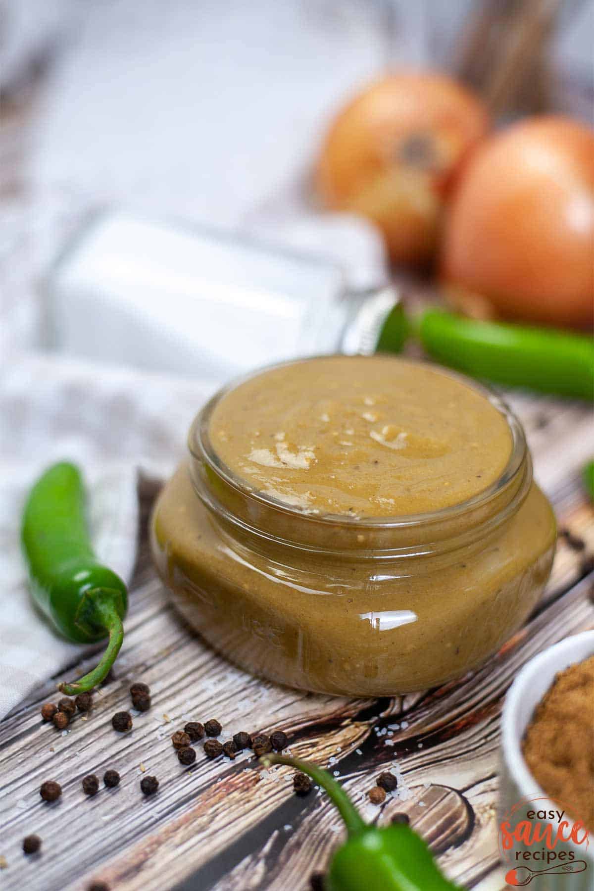 green enchilada sauce in a jar