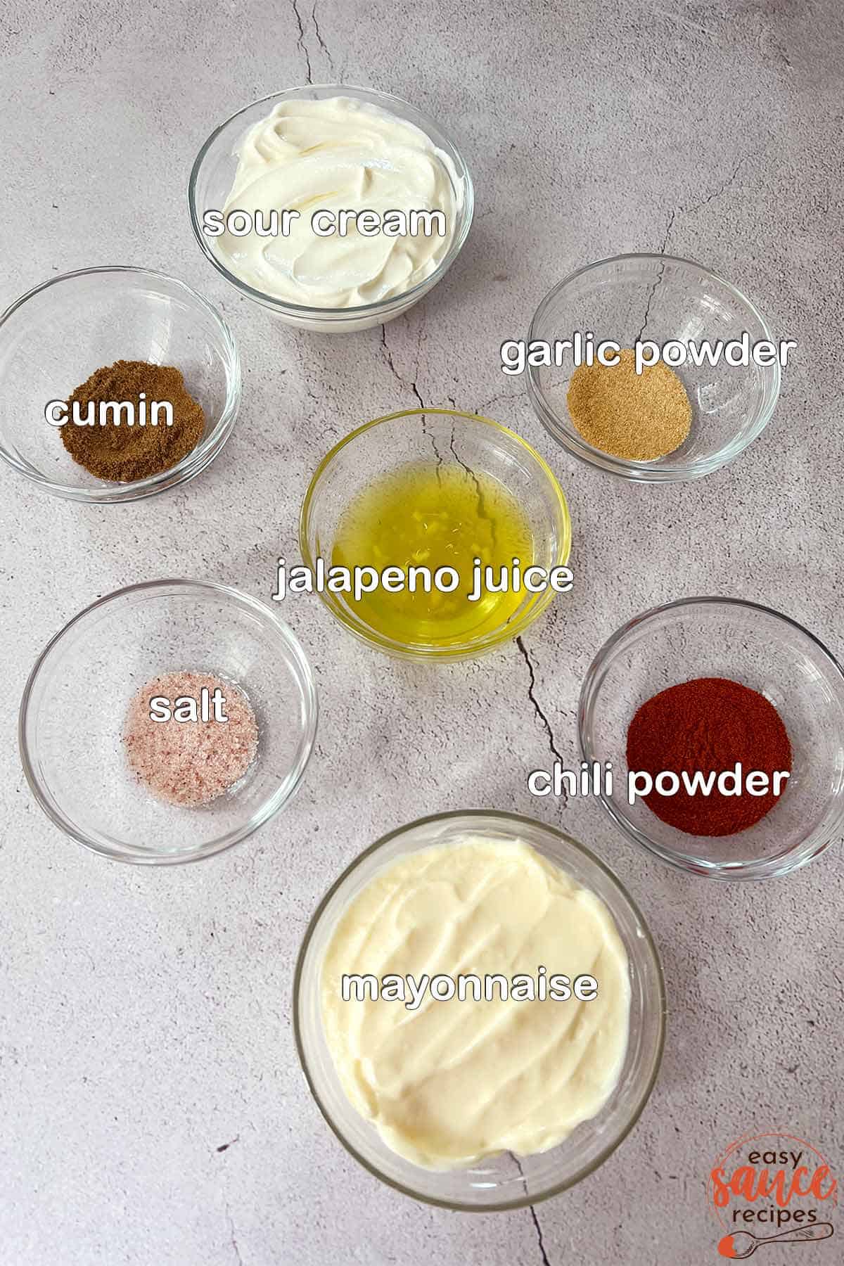 quesadilla sauce ingredients with labels