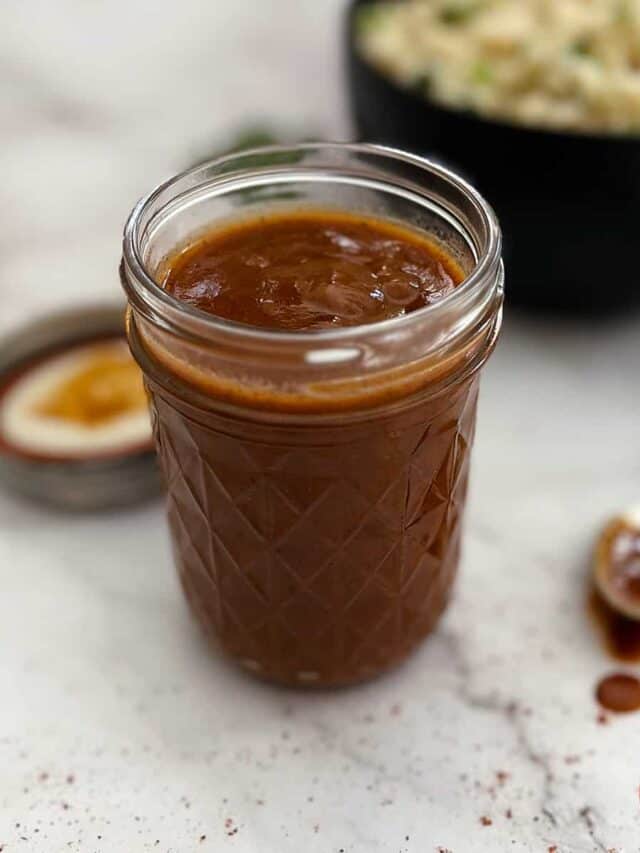 enchilada sauce in a clear jar
