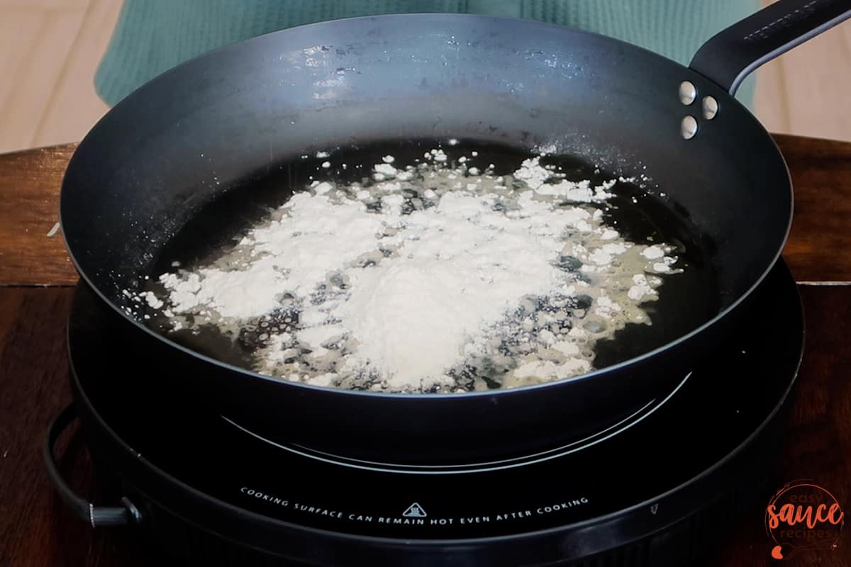 oil and flour in a skillet