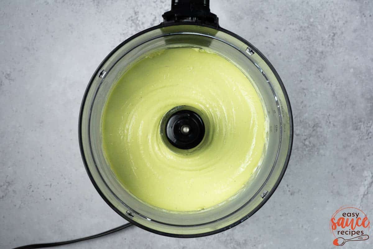 avocado crema smoothly blended in food processor