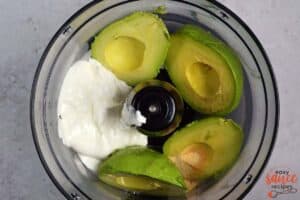 ingredients for avocado crema in food processor