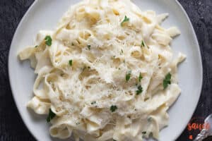 Alfredo on a white plate