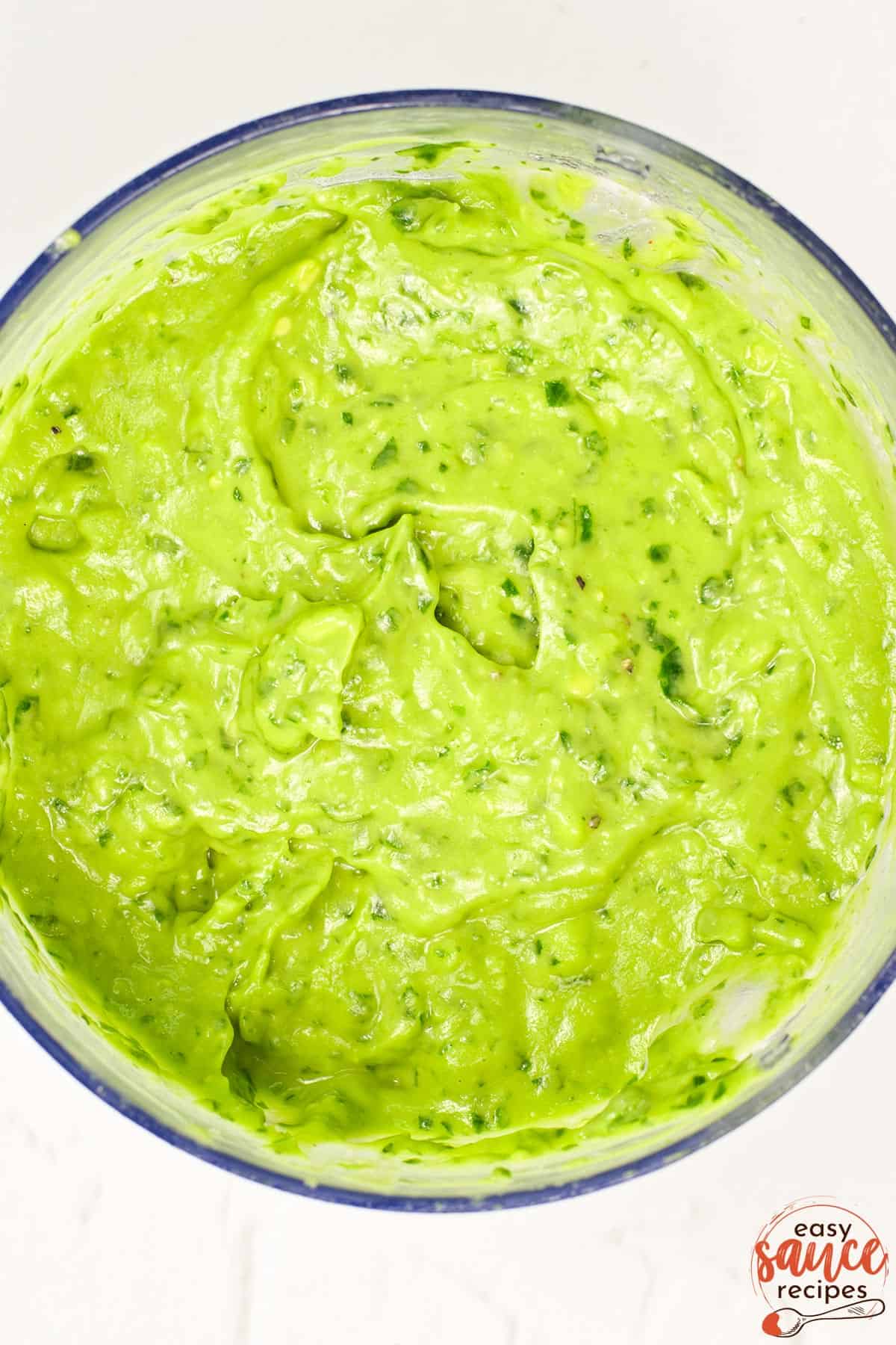 a blender filled with creamy avocado pasta sauce