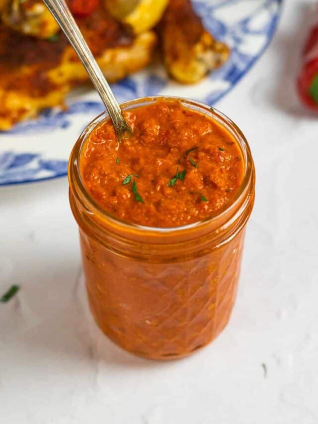 peri peri sauce in a clear mason jar