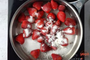frozen strawberries with the rest of the ingredients in a saucepan