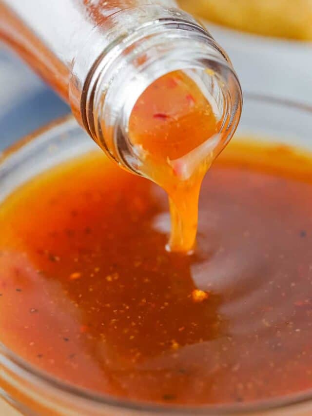 vinegar BBQ sauce being poured into a bowl